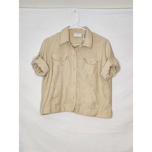 SILK/LINEN Liz Claiborne Petite Medium Tan  jacket‎